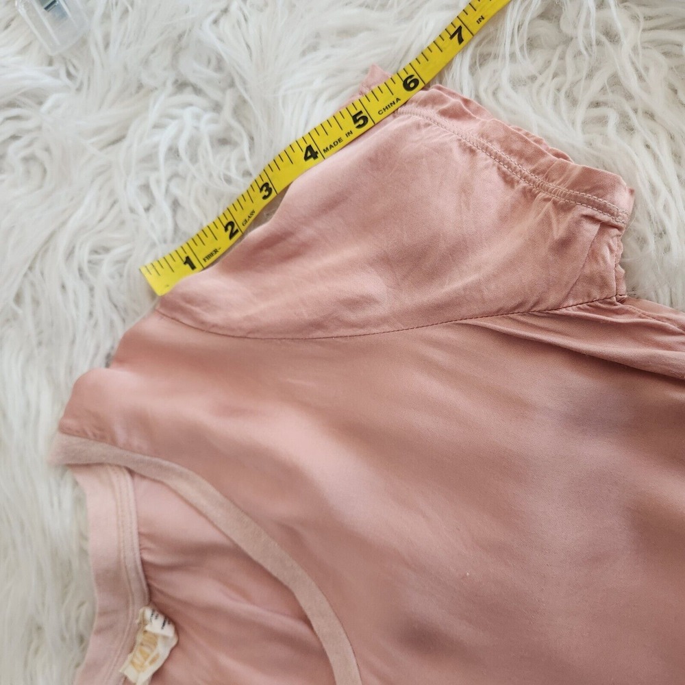 Nation Ltd June Satin V-Neck Pink T-Shirt Top Women's Small Silky Short Sleeves - Picture 7 of 10